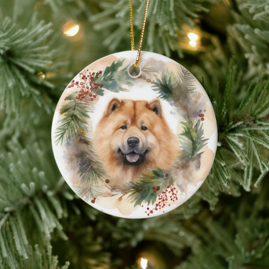 Show Christmas Wreath Feestelijke Pup Keramisch Ornament (Boom)