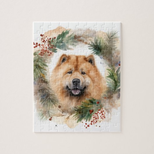 Show Christmas Wreath Feestelijke Pup Legpuzzel (Verticaal)