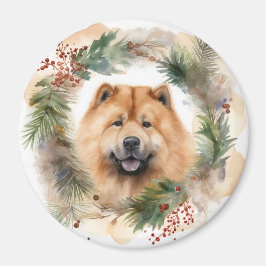 Show Christmas Wreath Feestelijke Pup Magneet (Voorkant)