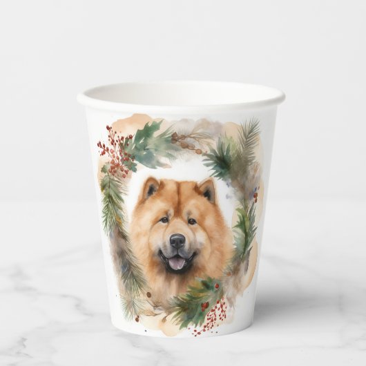 Show Christmas Wreath Feestelijke Pup Papieren Bekers (Voorkant)