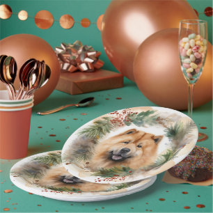 Show Christmas Wreath Feestelijke Pup Papieren Bordje