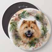 Show Christmas Wreath Feestelijke Pup Ronde Button 6,0 Cm (Voorkant /achterkant)