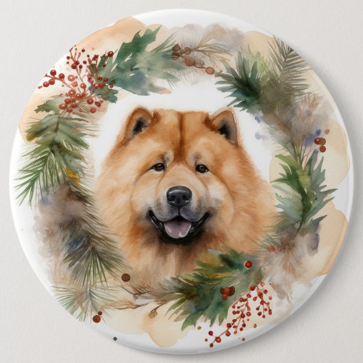 Show Christmas Wreath Feestelijke Pup Ronde Button 6,0 Cm (Voorkant)