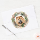 Show Christmas Wreath Feestelijke Pup Ronde Sticker (Envelop)