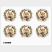 Show Christmas Wreath Feestelijke Pup Ronde Sticker (Vel)