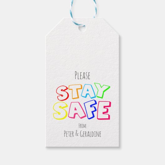 Show dat u geeft, regenboogkleurige blijf veilig cadeaulabel (Voorkant)