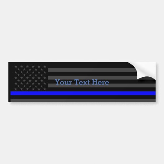 Show De zwarte vlag van de Thin Blue Line op maat Bumpersticker (Voorkant)