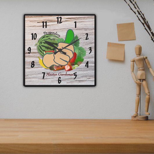 Show em de duim Gepersonaliseerde Master Gardener Vierkante Klok
