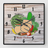 Show em de duim Gepersonaliseerde Master Gardener Vierkante Klok (Voorkant)