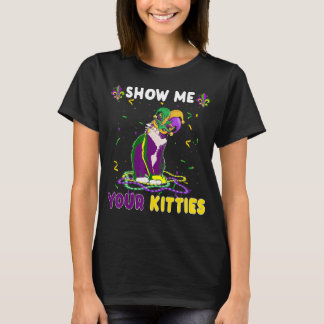 Show ik je Katten grappige Cute Cat Mask Mardi G T-shirt