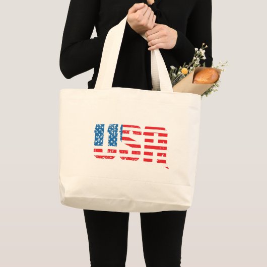 Show je Amerikaanse trots met deze gewaagde rode,  Grote Tote Bag (Voorkant (product))
