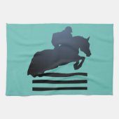 Show jumper die een obstakel kan wegnemen theedoek (Horizontaal)