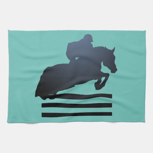 Show jumper die een obstakel kan wegnemen theedoek (Horizontaal)