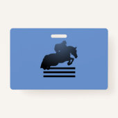 Show jumper die een obstakel opruimt. badge (Achterkant)