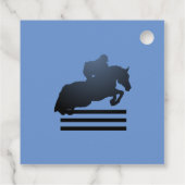 Show jumper die een obstakel opruimt. bedankjes labels (Achterkant)