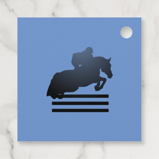 Show jumper die een obstakel opruimt. bedankjes labels (Achterkant)