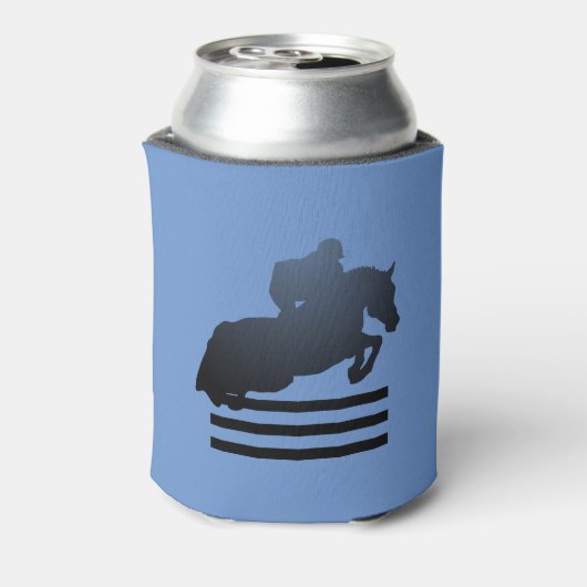 Show jumper die een obstakel opruimt. blikjeskoeler (Blikje Achterkant)