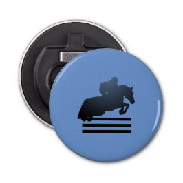 Show jumper die een obstakel opruimt. button flesopener