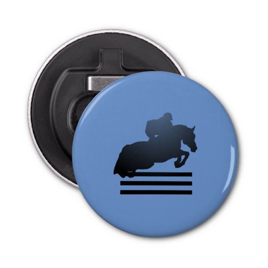 Show jumper die een obstakel opruimt. button flesopener (Voorkant)