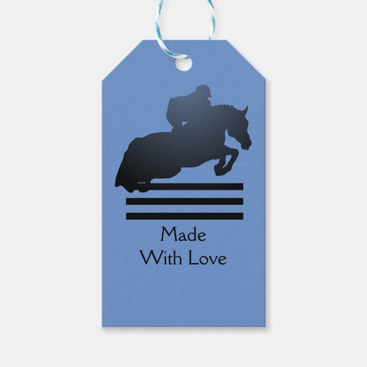 Show jumper die een obstakel opruimt. cadeaulabel (Voorkant)