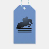 Show jumper die een obstakel opruimt. cadeaulabel (Achterkant)