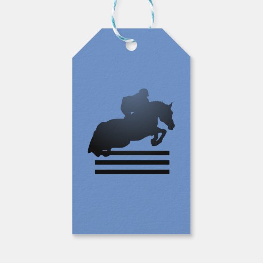 Show jumper die een obstakel opruimt. cadeaulabel (Achterkant)