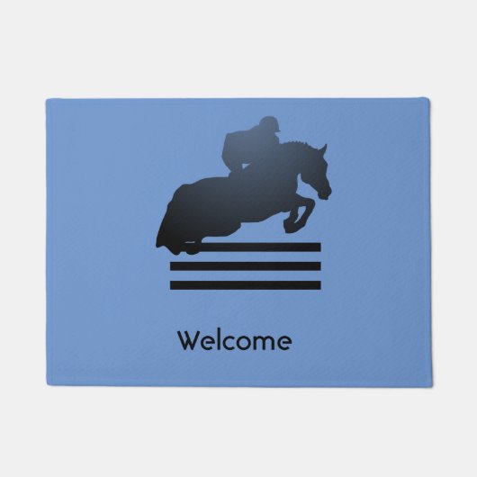 Show jumper die een obstakel opruimt. deurmat (Voorkant)