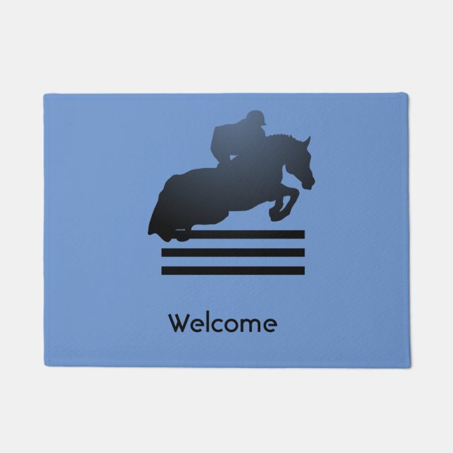 Show jumper die een obstakel opruimt. deurmat (Voorkant)