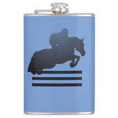 Show jumper die een obstakel opruimt. heupfles (Voorkant)