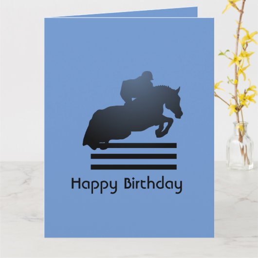 Show jumper die een obstakel opruimt. kaart (Gele Bloem)