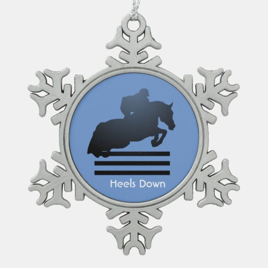 Show jumper die een obstakel opruimt. tin sneeuwvlok ornament (Voorkant)