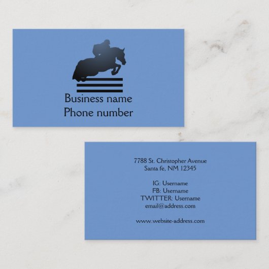 Show jumper die een obstakel opruimt. visitekaartje (Voorkant / Achterkant)