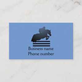 Show jumper die een obstakel opruimt. visitekaartje