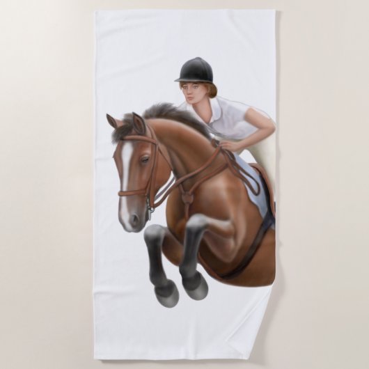 Show Jumper Horse Equestrian Beach Towel Strandlaken (Voorkant)