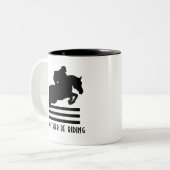 Show Jumper Silhouette Ik zou liever rijden Tweekleurige Koffiemok (Voorkant links)