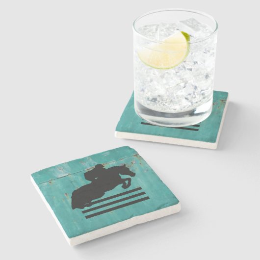 Show Jumper Silhouette voor paardenovers Stenen Onderzetter (Zijkant)