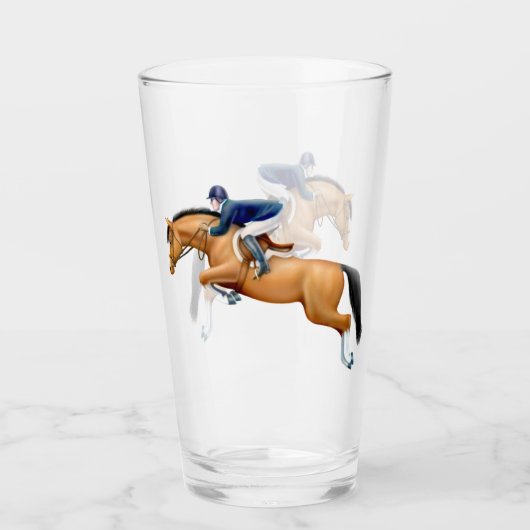 Show Jumping Horse Equestrian Glass Tumbler (Voorkant)