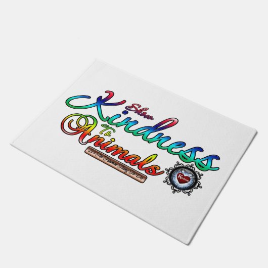 Show Kindheid voor dieren Rainbow Typografie Deurmat (Schuin)