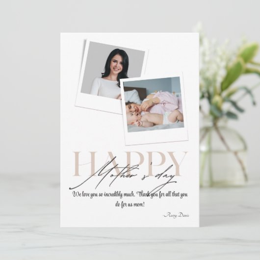 Show Mam You Care: Gepersonaliseerde foto Moederda Feestdagenkaart (Staand voorkant)