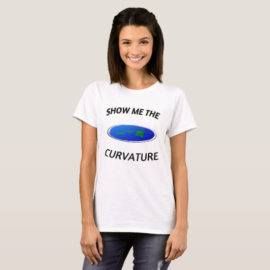 SHOW ME DE CURVATURE Flat Earth T-shirt (Voorkant volledig)
