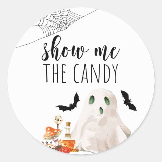 Show me de Ghost van de Waterverf van het Snoep Ronde Sticker (Voorkant)