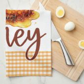 Show me de honingraat gele gingham theedoek (Quarter Fold)