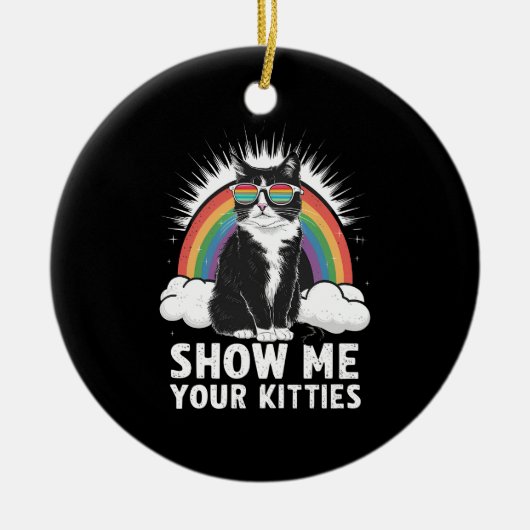 Show me je Katten grappig lesbisch gay pride lgbt Keramisch Ornament (Voorkant)
