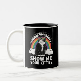 Show me je Katten grappig lesbisch gay pride lgbt Tweekleurige Koffiemok