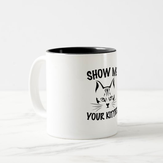show me je katten | Katten liefhebbers design Tweekleurige Koffiemok (Voorkant links)