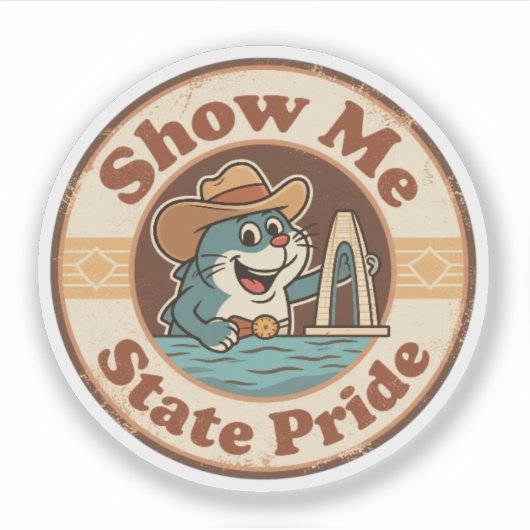 Show Me State Pride_ Missouri Catfish and Arch Art Sticker (Voorkant)