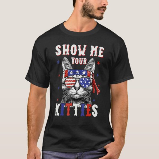 Show me Uw Katten Kat 4 juli Amerikaanse vlag T-shirt (Voorkant)