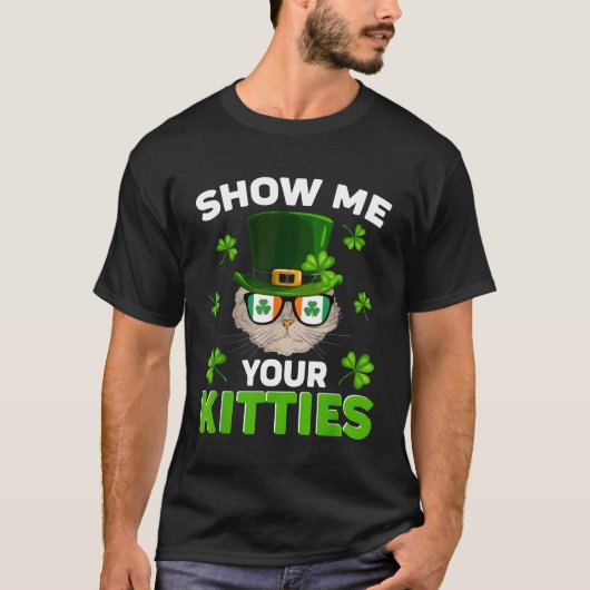 Show Me Your Kitties Naughty St Patricks Day retro T-shirt (Voorkant)