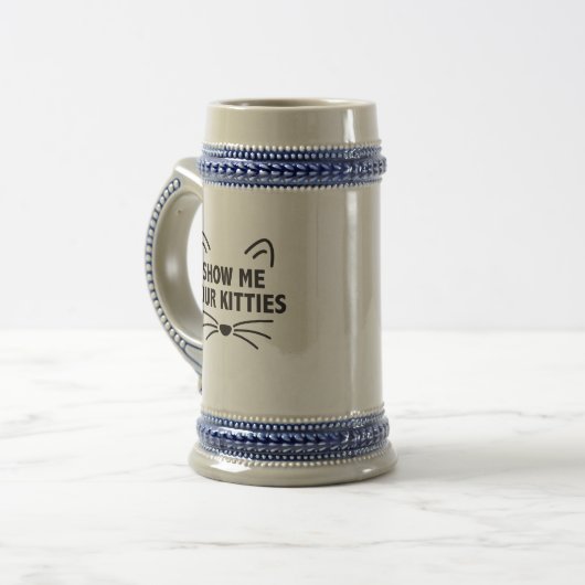 Show mij Uw Katten - Grijs/Blauw 22 oz Stein Bierpul (Voorkant links)
