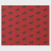 Show Paarden en roer met rode achtergrond Cadeaupapier (Vlak)